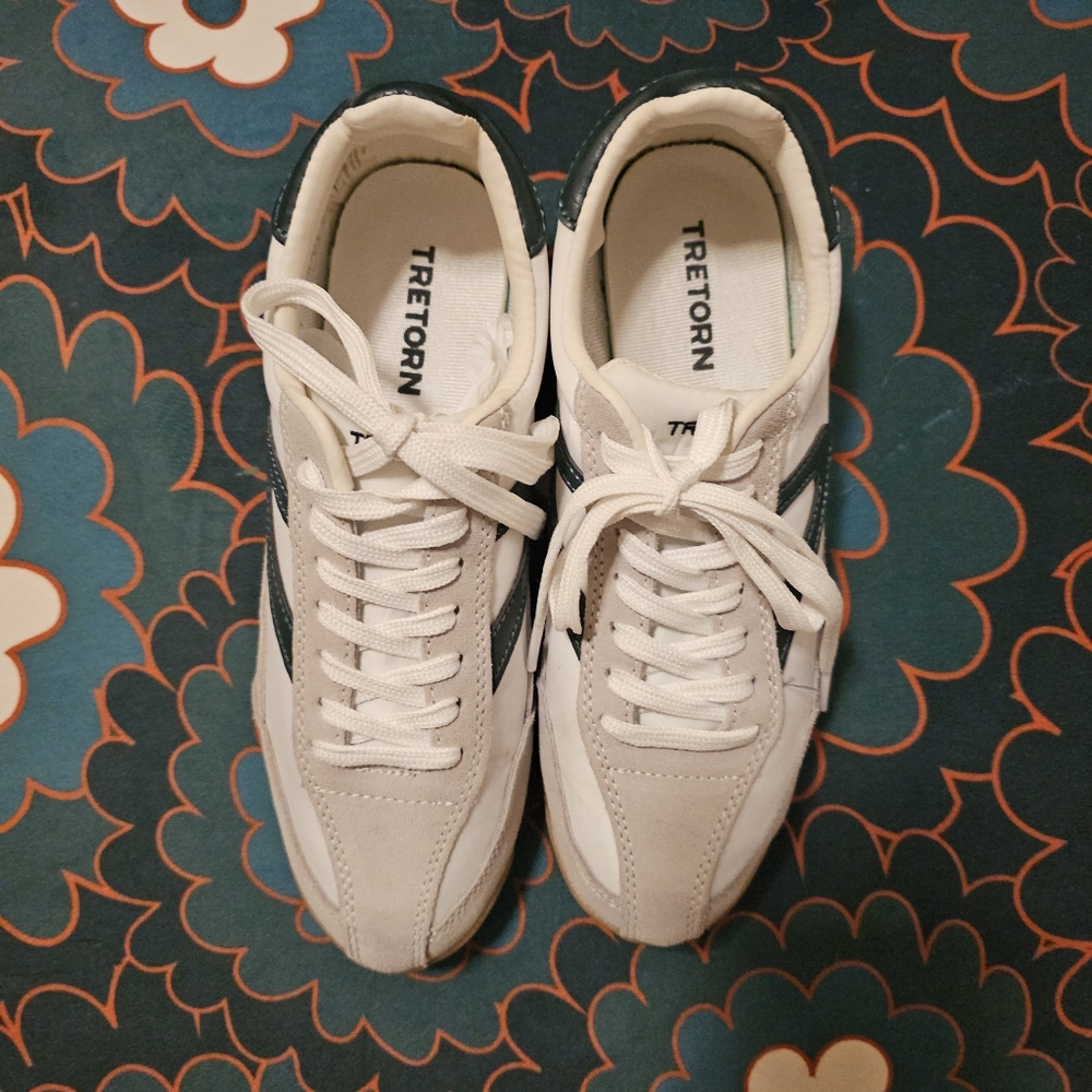 Tretorn Classic White, Green, and Gray Sneakers